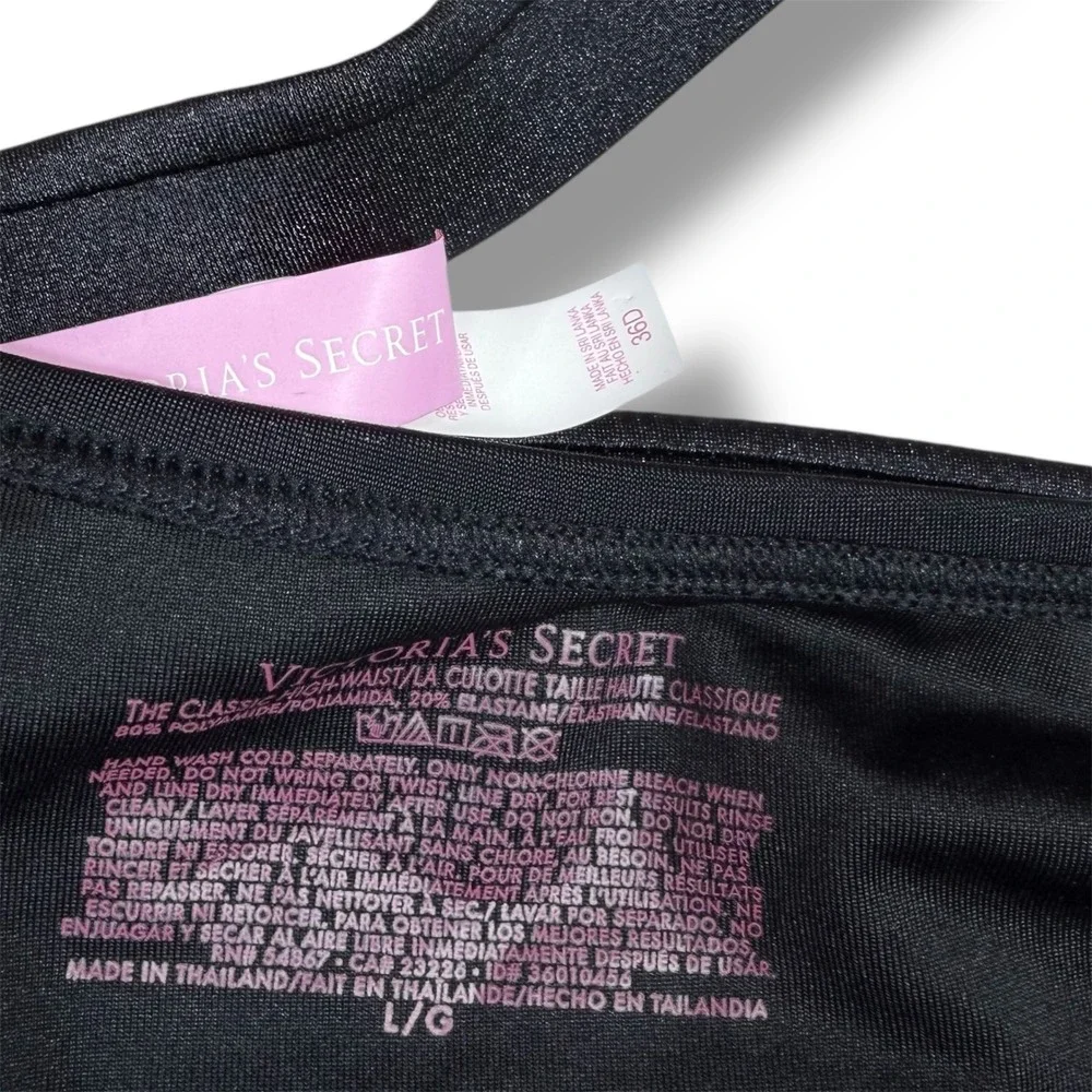 Victorias Secret‎ Black Push Up Halter Bikini Set 36D Large High Waist Ruched